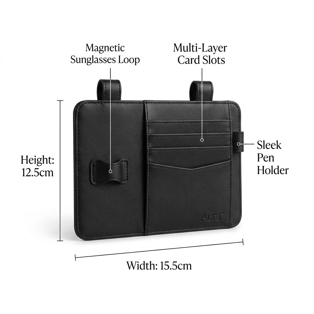 Renzavuli Aura Premium Leather Sun Visor Organizer
