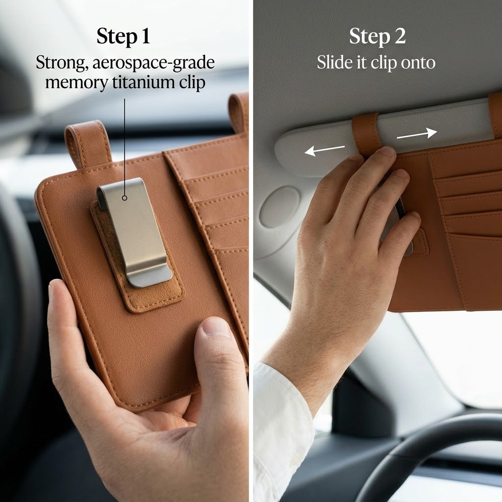 Renzavuli Aura Premium Leather Sun Visor Organizer
