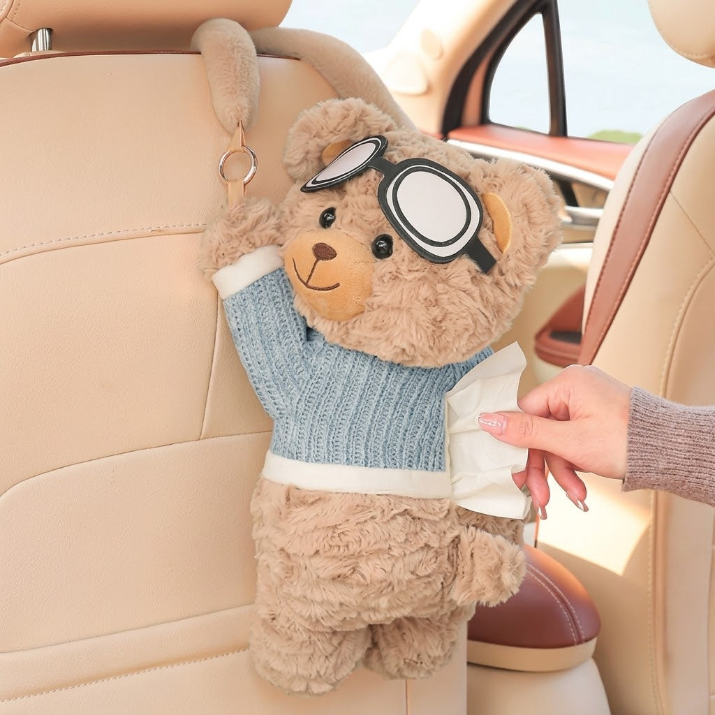 Renzavuli Bear Premium Plush Car Tissue Holder