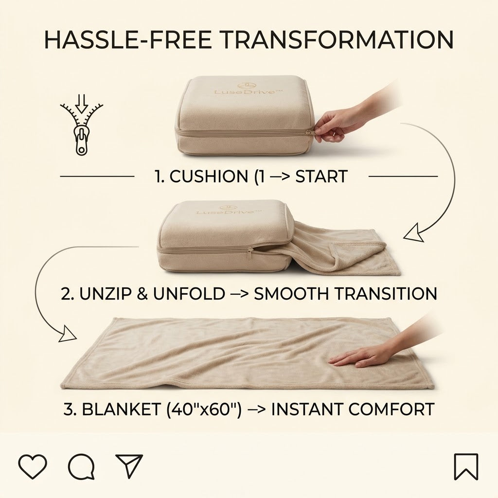 Renzavuli 2-in-1 Convertible Travel Cushion & Premium Blanket