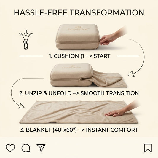 Renzavuli 2-in-1 Convertible Travel Cushion & Premium Blanket